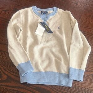 Polo by Ralph Lauren boys Beige and Light Blue Crewneck Sweater